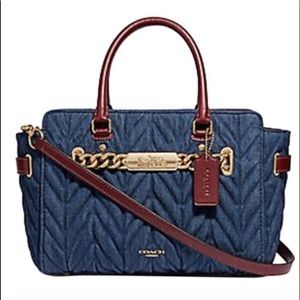 Coach denim pin tuck tufted  Blake carryall 25